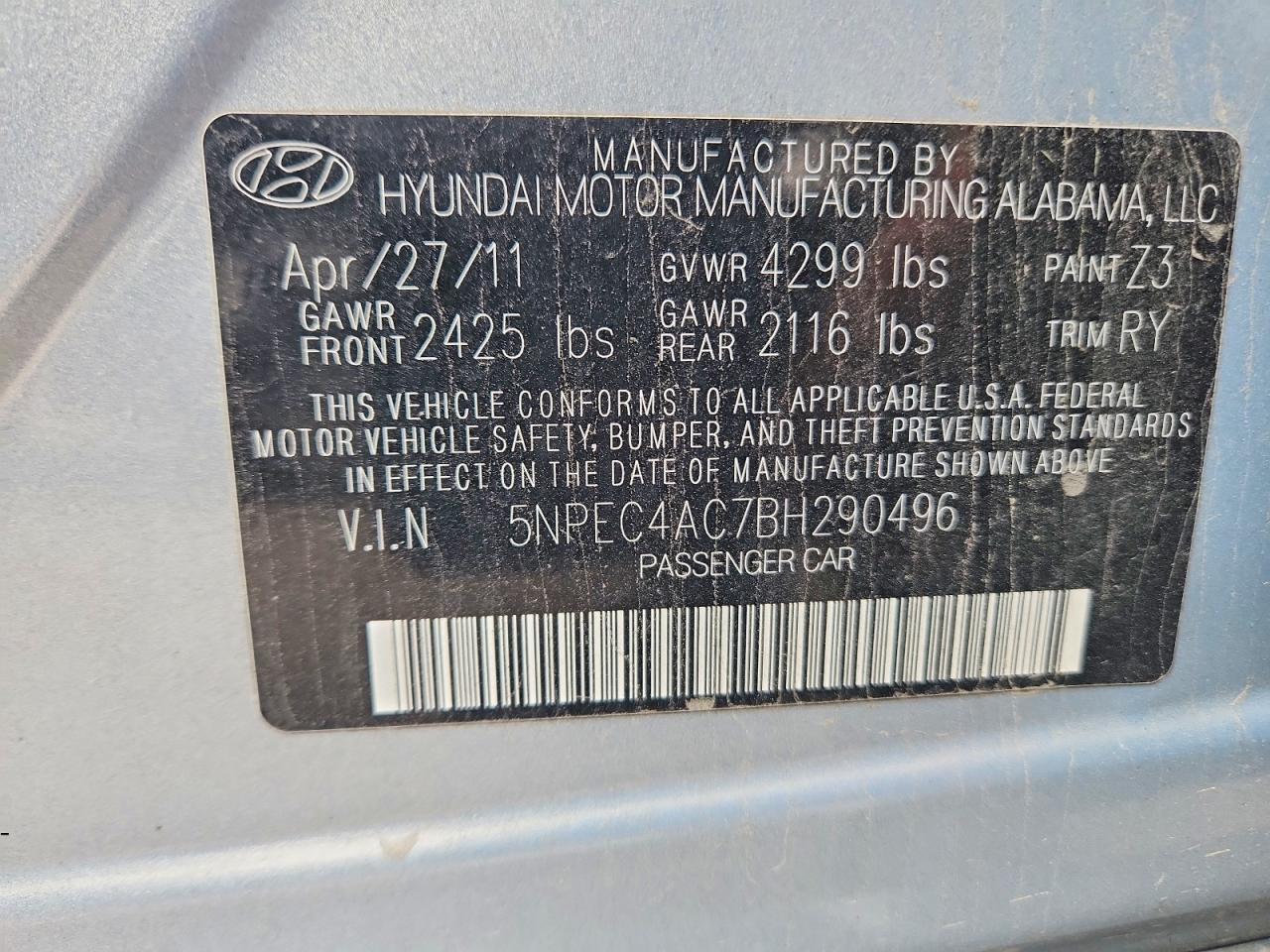 2011 HYUNDAI SONATA SE photo 12