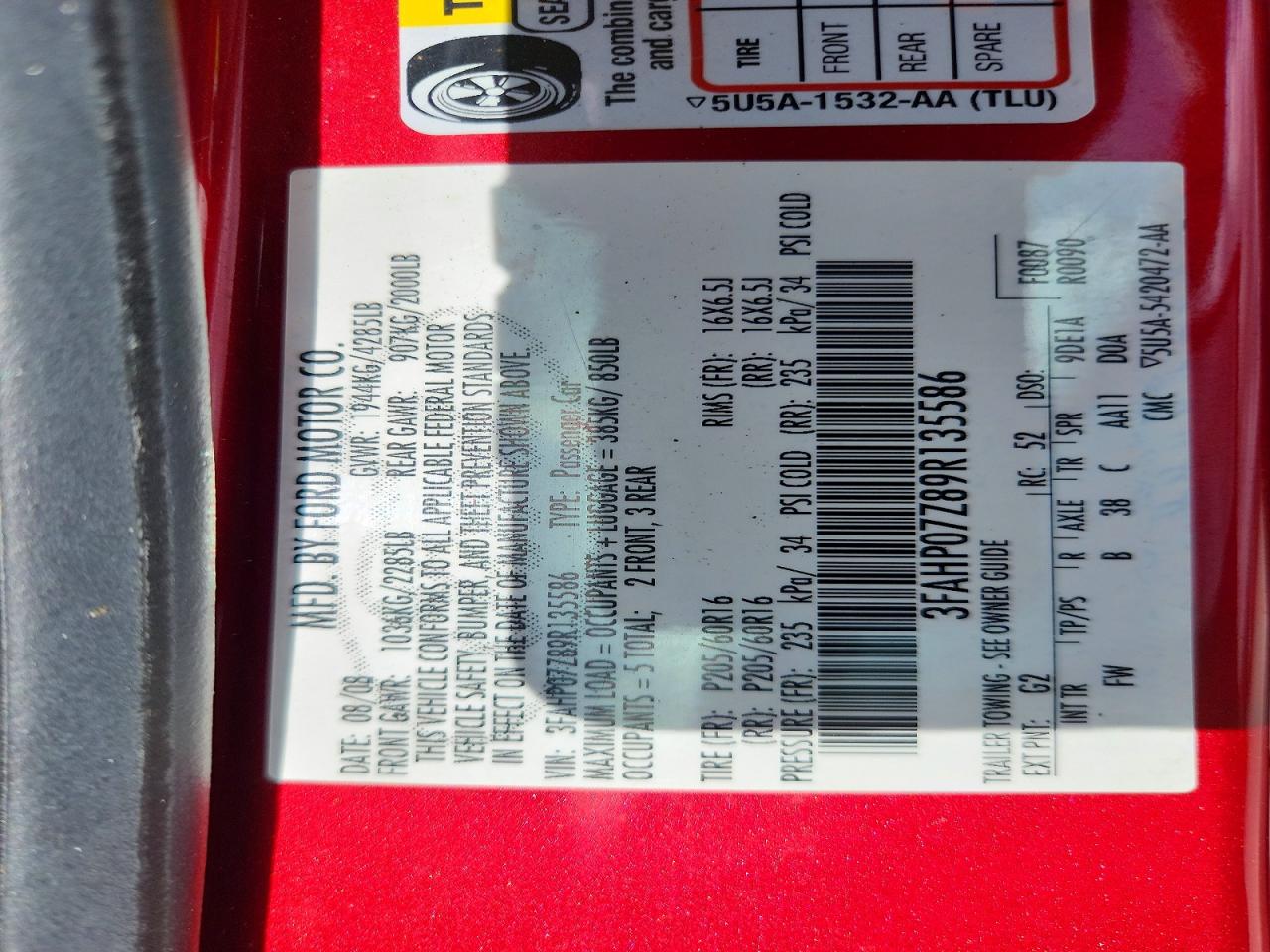 2009 FORD FUSION SE photo 23