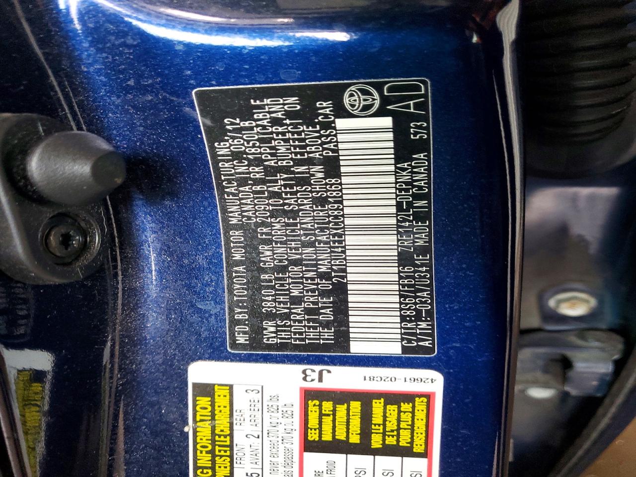 2012 TOYOTA COROLLA LE photo 23