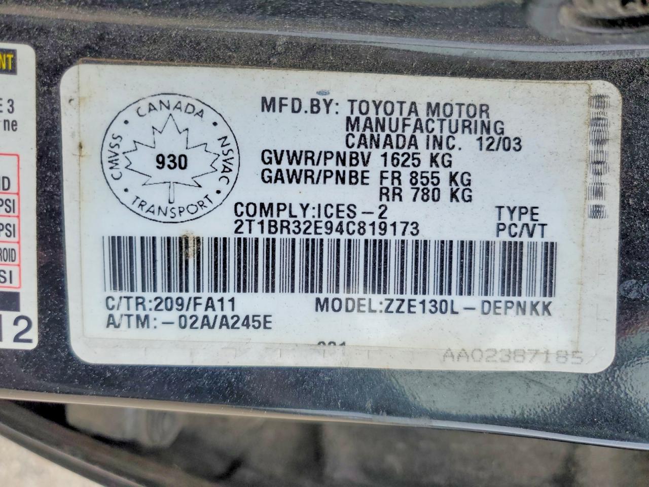 2004 TOYOTA COROLLA CE photo 25