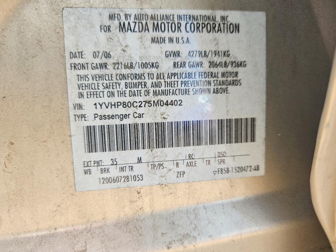 2007 MAZDA 6 I photo 34