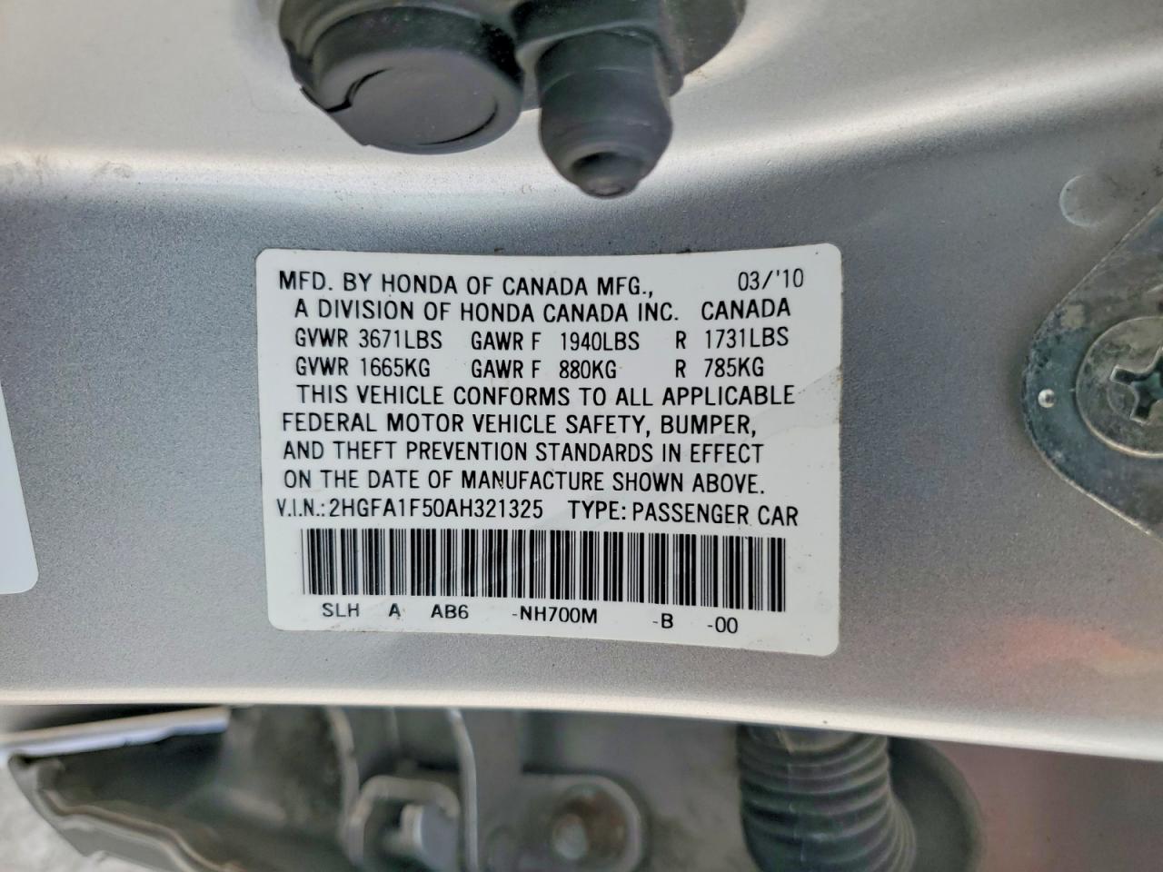 2010 HONDA CIVIC LX photo 23