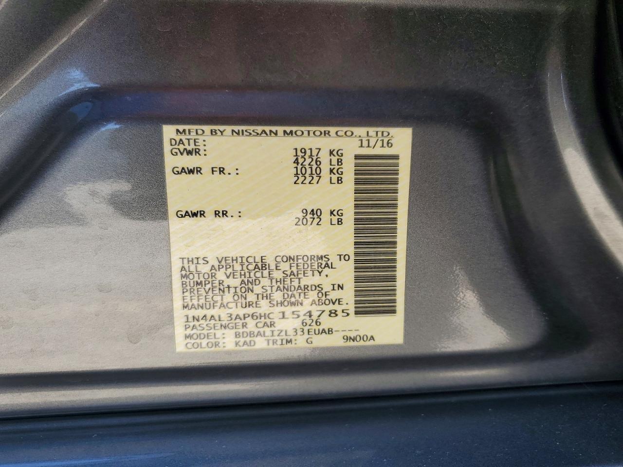 2017 NISSAN ALTIMA 2.5 SV photo 34