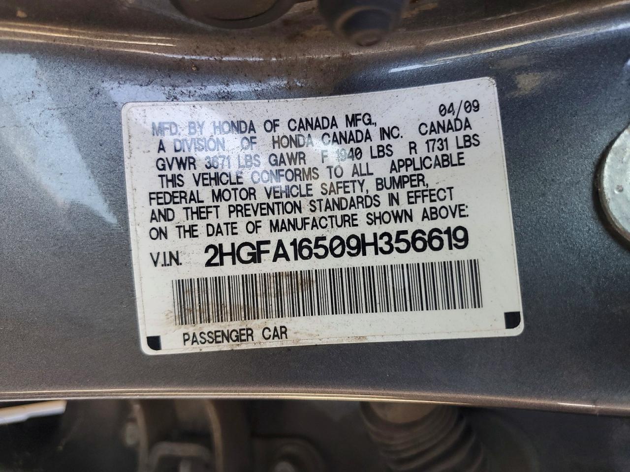 2009 HONDA CIVIC LX photo 23