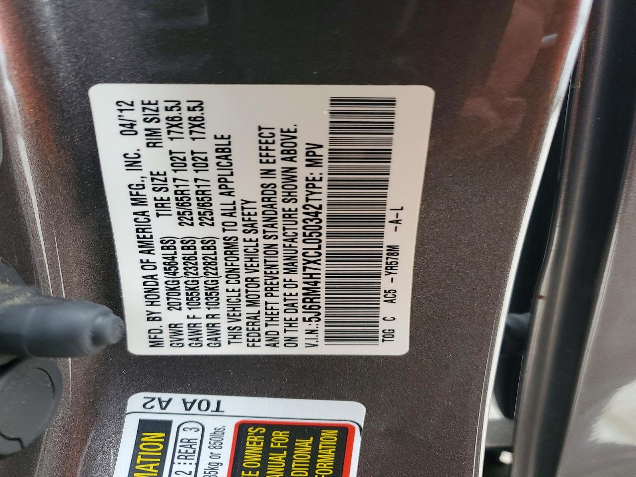 2012 HONDA CR-V EXL photo 27