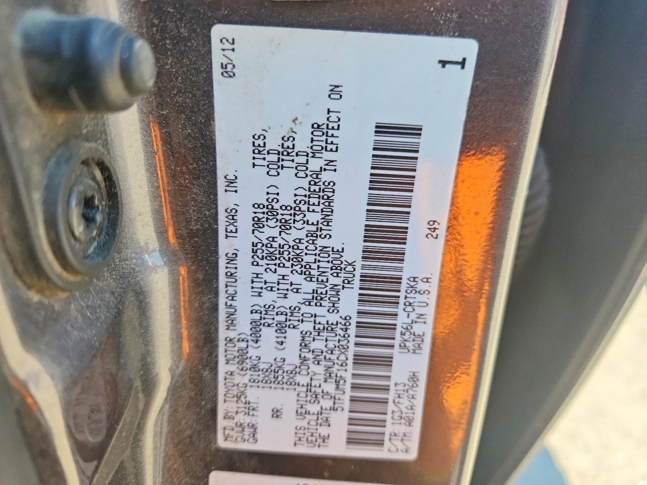 2012 TOYOTA TUNDRA DOUBLE CAB SR5 photo 34