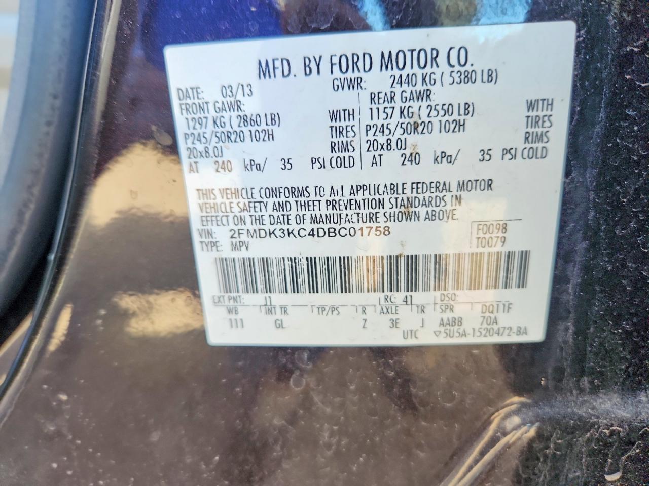 2013 FORD EDGE LIMITED photo 23