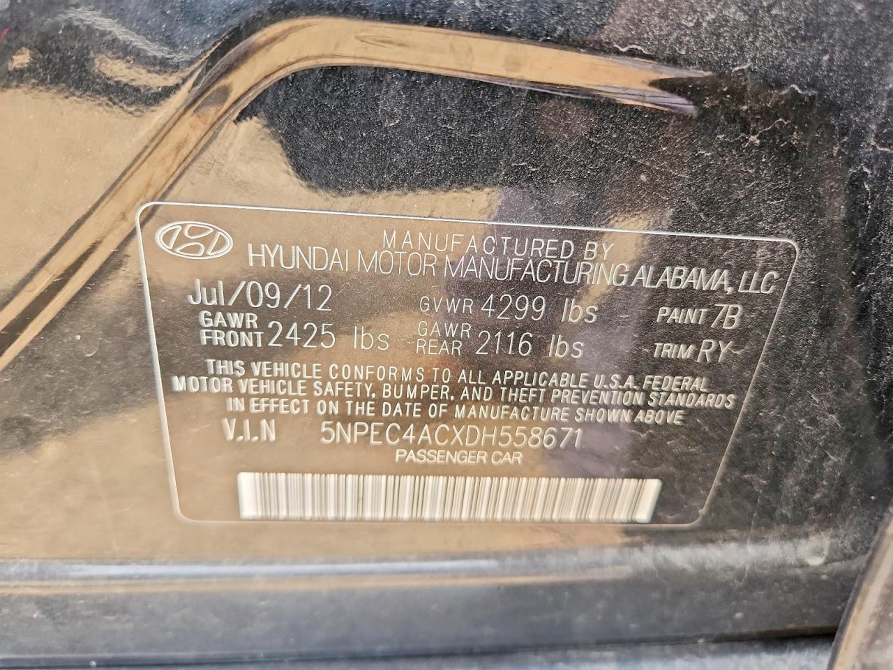 2013 HYUNDAI SONATA LIMITED photo 12