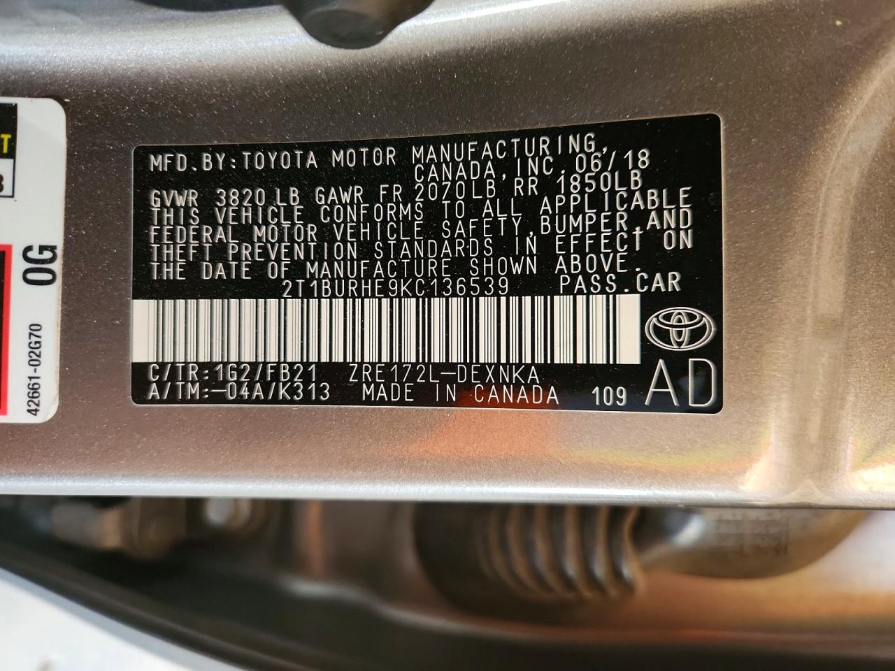 2019 TOYOTA COROLLA LE photo 34