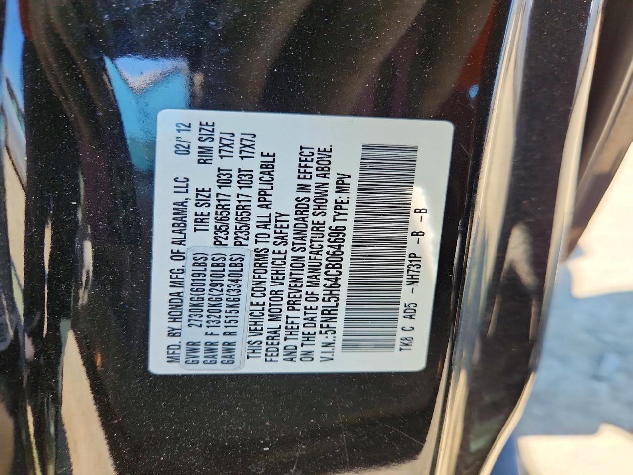 2012 HONDA ODYSSEY EXL photo 25