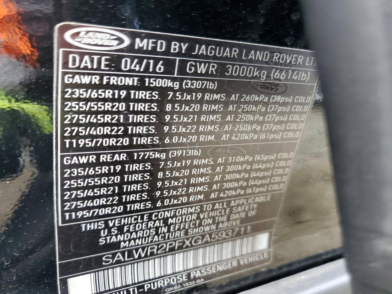 2016 LAND ROVER RANGE ROVER SPORT HSE photo 14