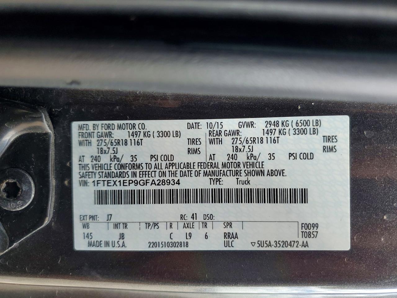 2016 FORD F150 SUPER CAB photo 23