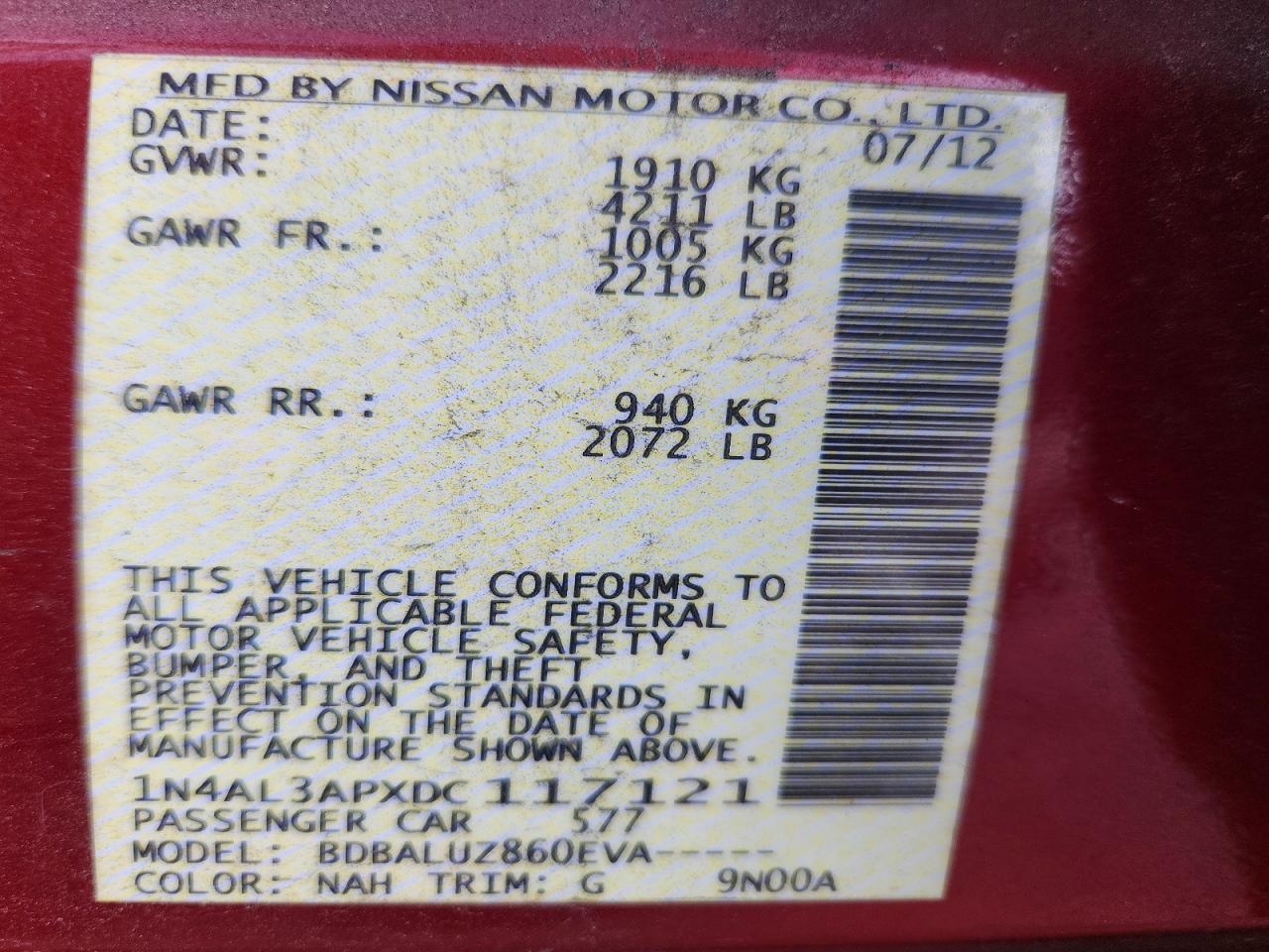 2013 NISSAN ALTIMA 2.5 photo 23