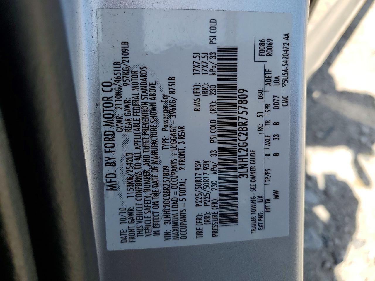 2011 LINCOLN MKZ photo 37