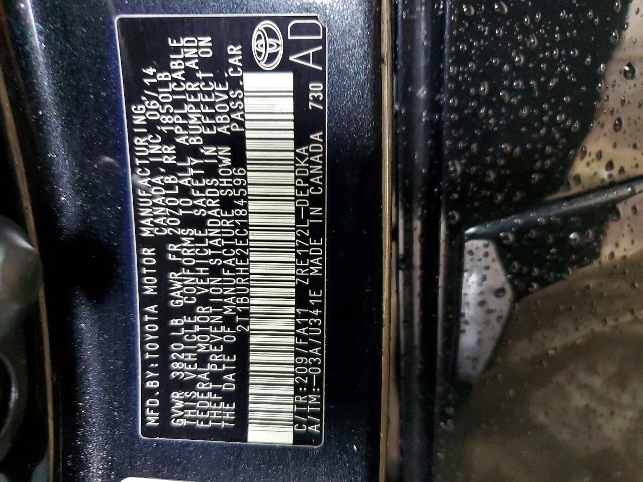2014 TOYOTA COROLLA L photo 23