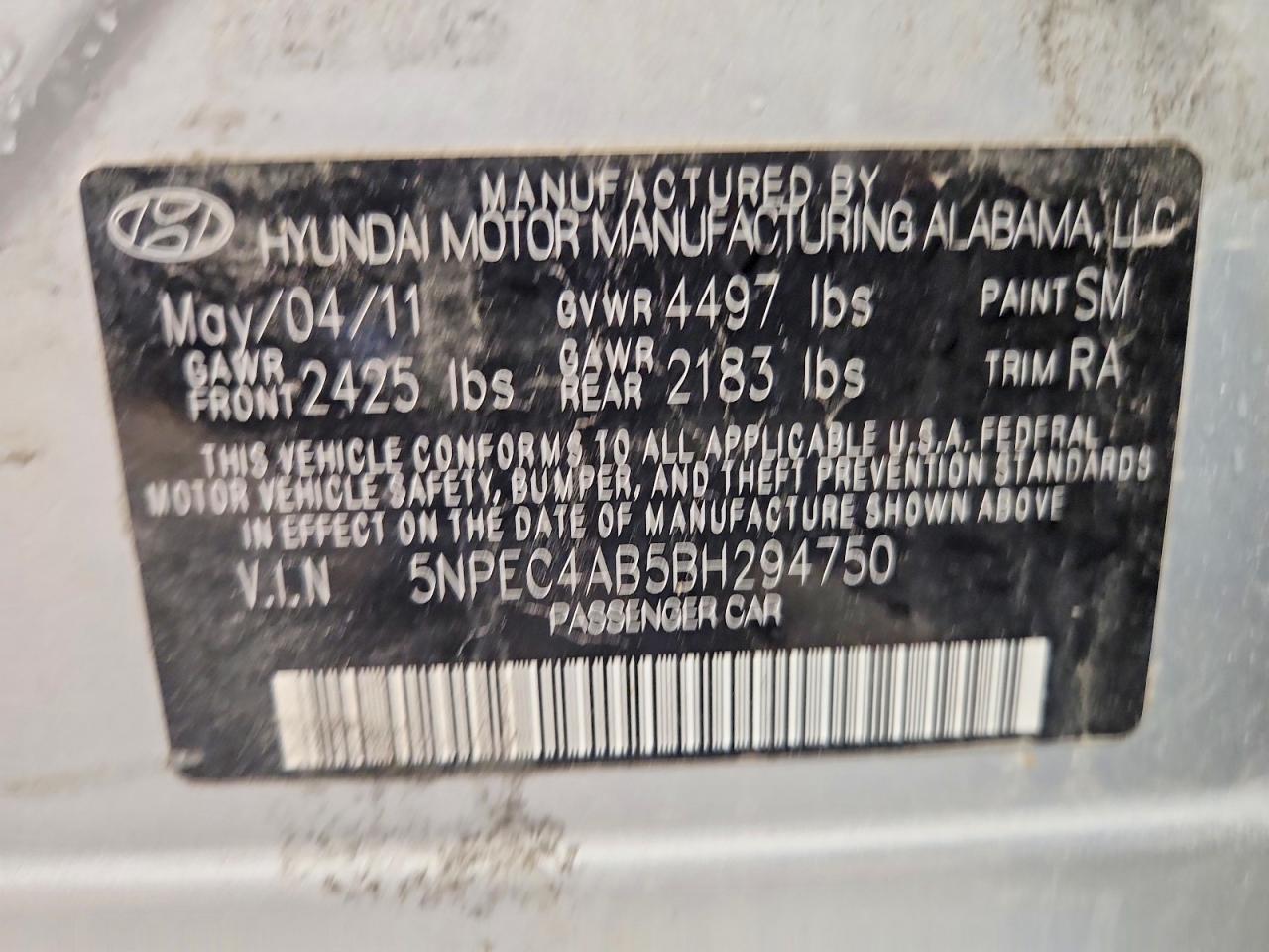 2011 HYUNDAI SONATA LIMITED 2.0T photo 23