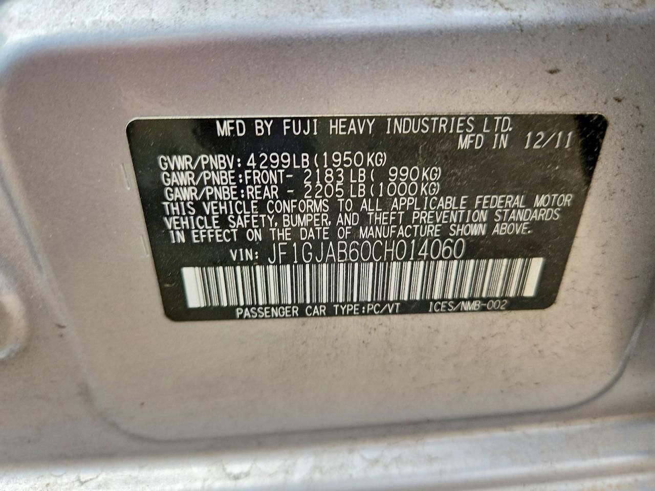 2012 SUBARU IMPREZA PREMIUM photo 23