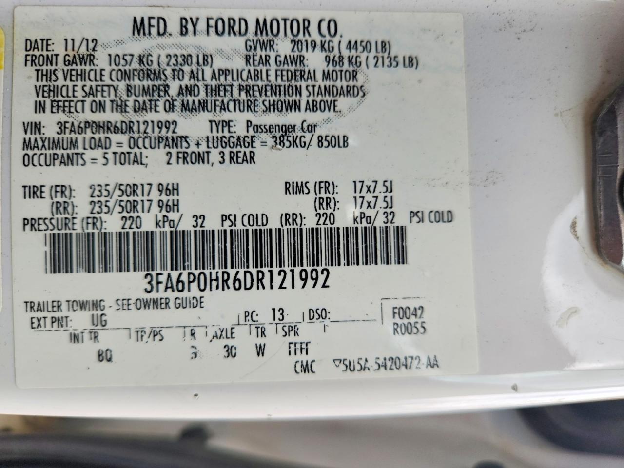 2013 FORD FUSION SE photo 12