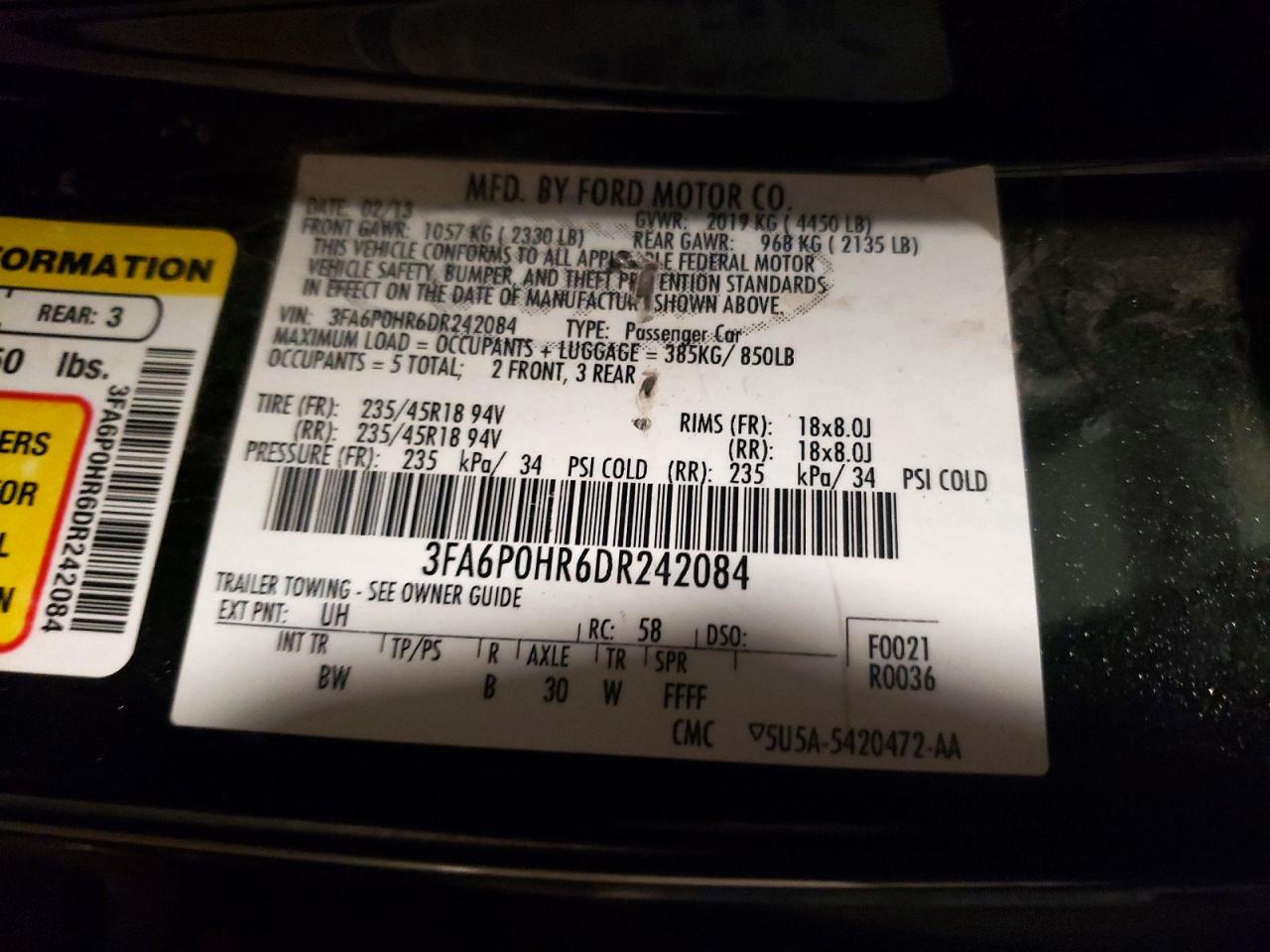 2013 FORD FUSION SE photo 34