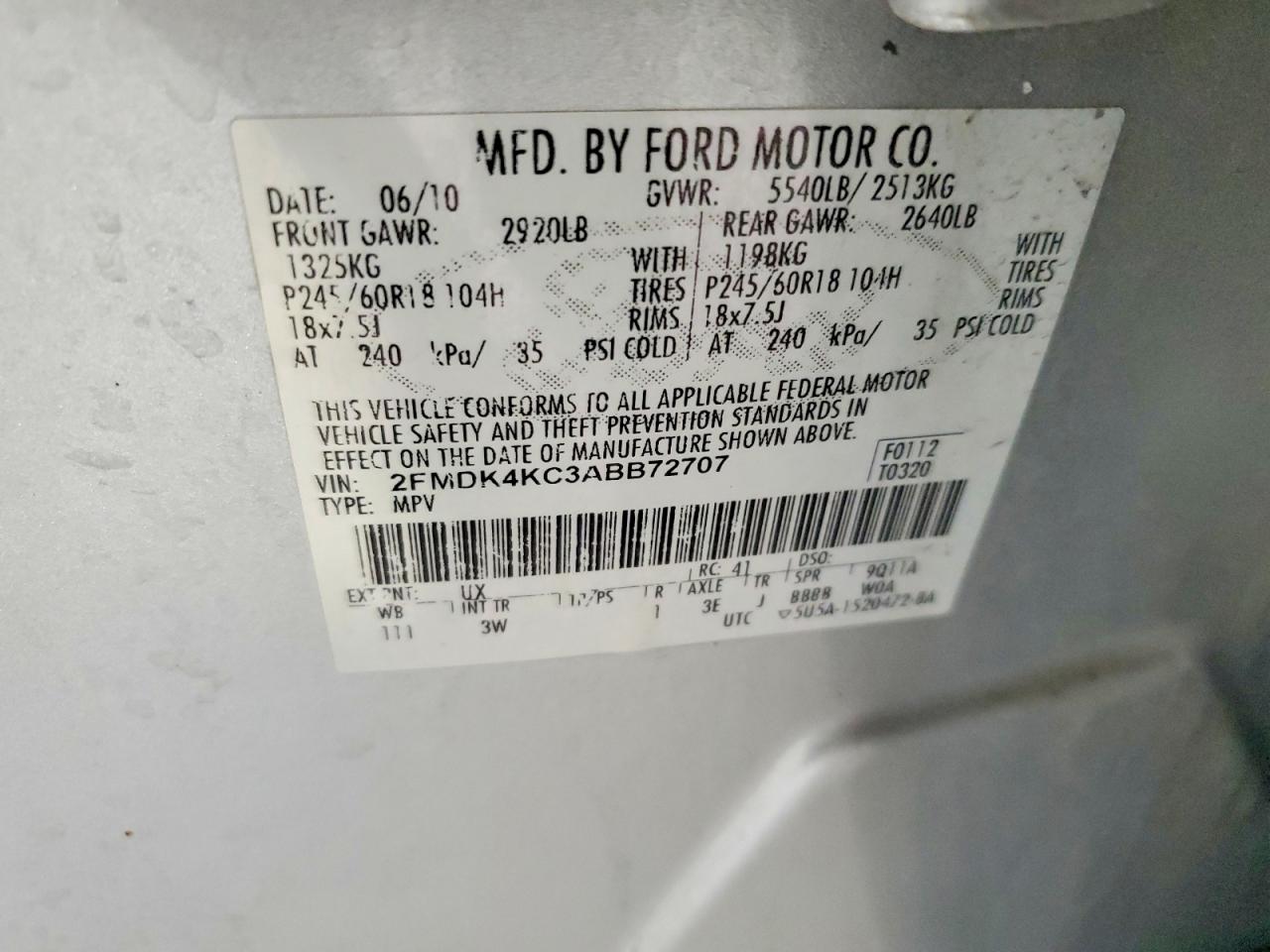 2010 FORD EDGE LIMITED photo 25