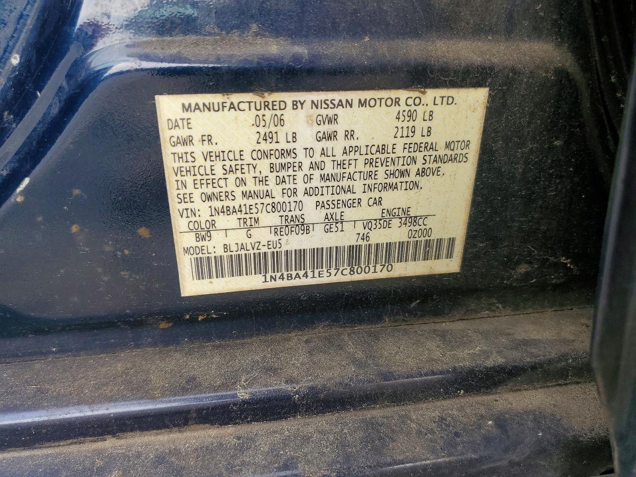 2007 NISSAN MAXIMA 3.5 SE photo 25