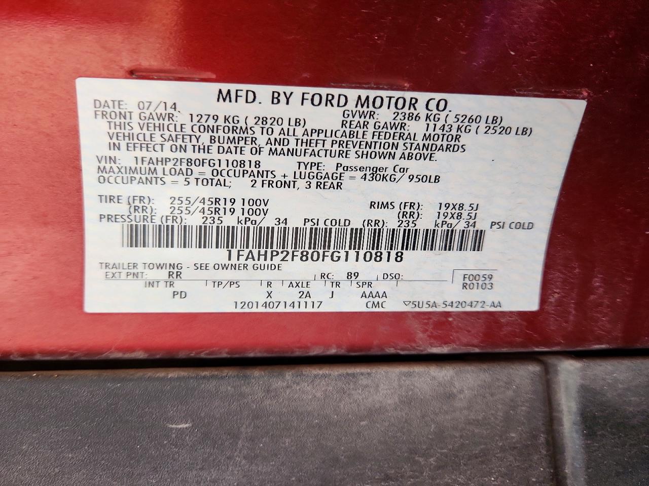 2015 FORD TAURUS LIMITED photo 34
