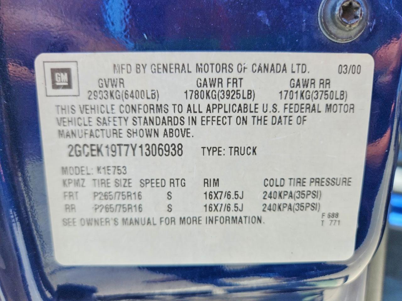 2000 CHEVROLET SILVERADO K1500 photo 34