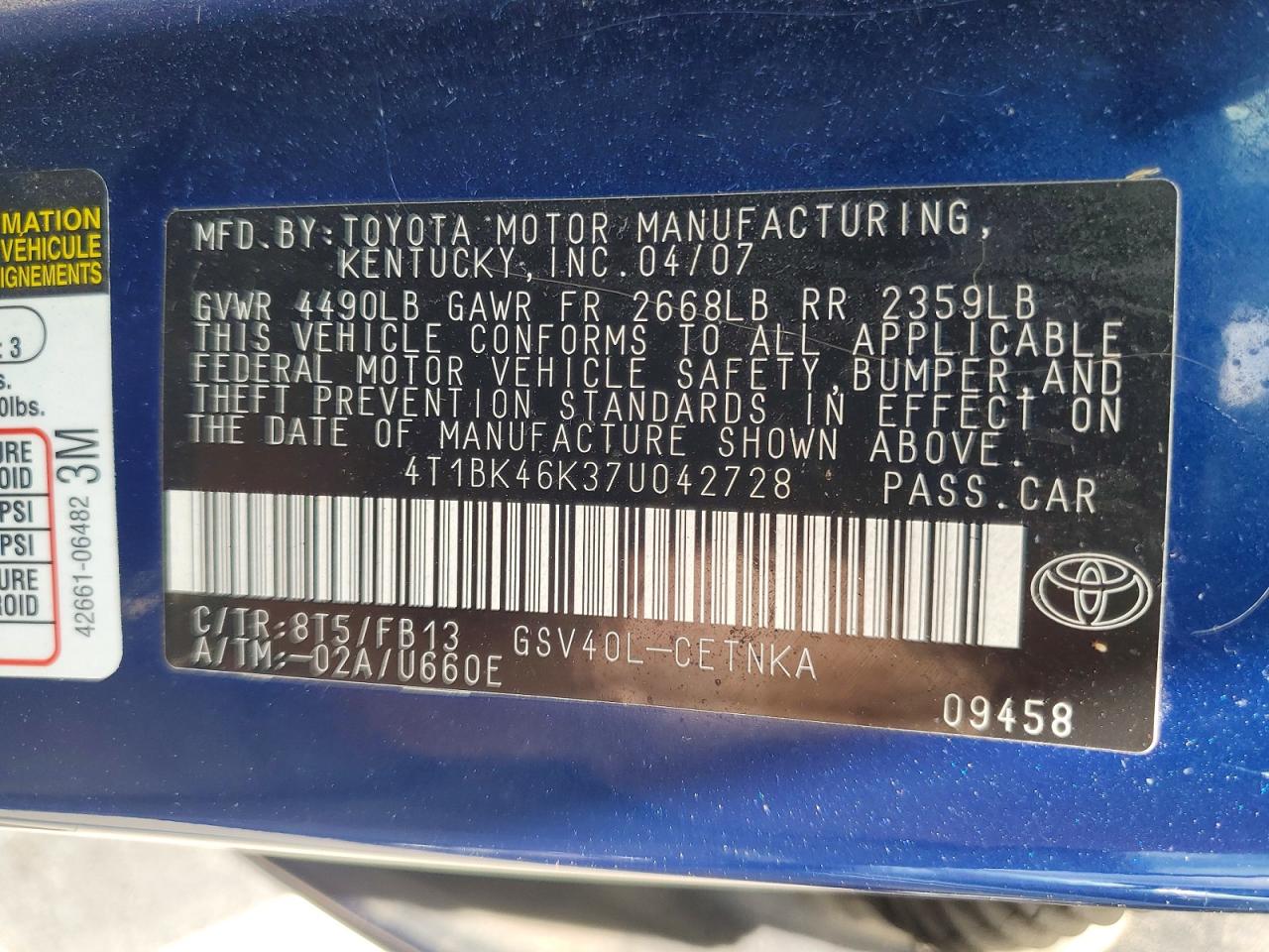 2007 TOYOTA CAMRY LE V6 photo 23