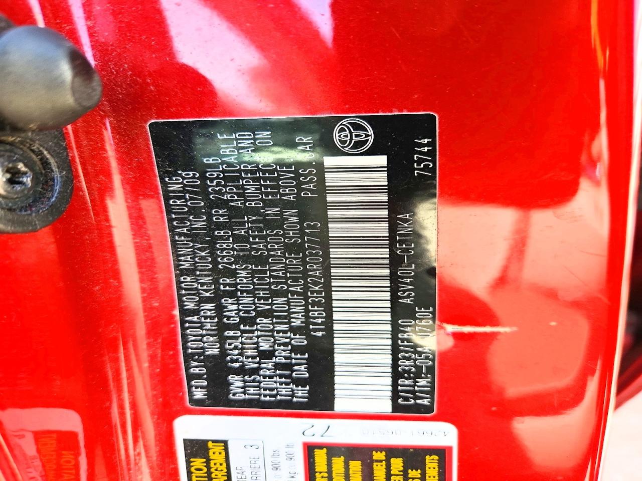 2010 TOYOTA CAMRY LE photo 37