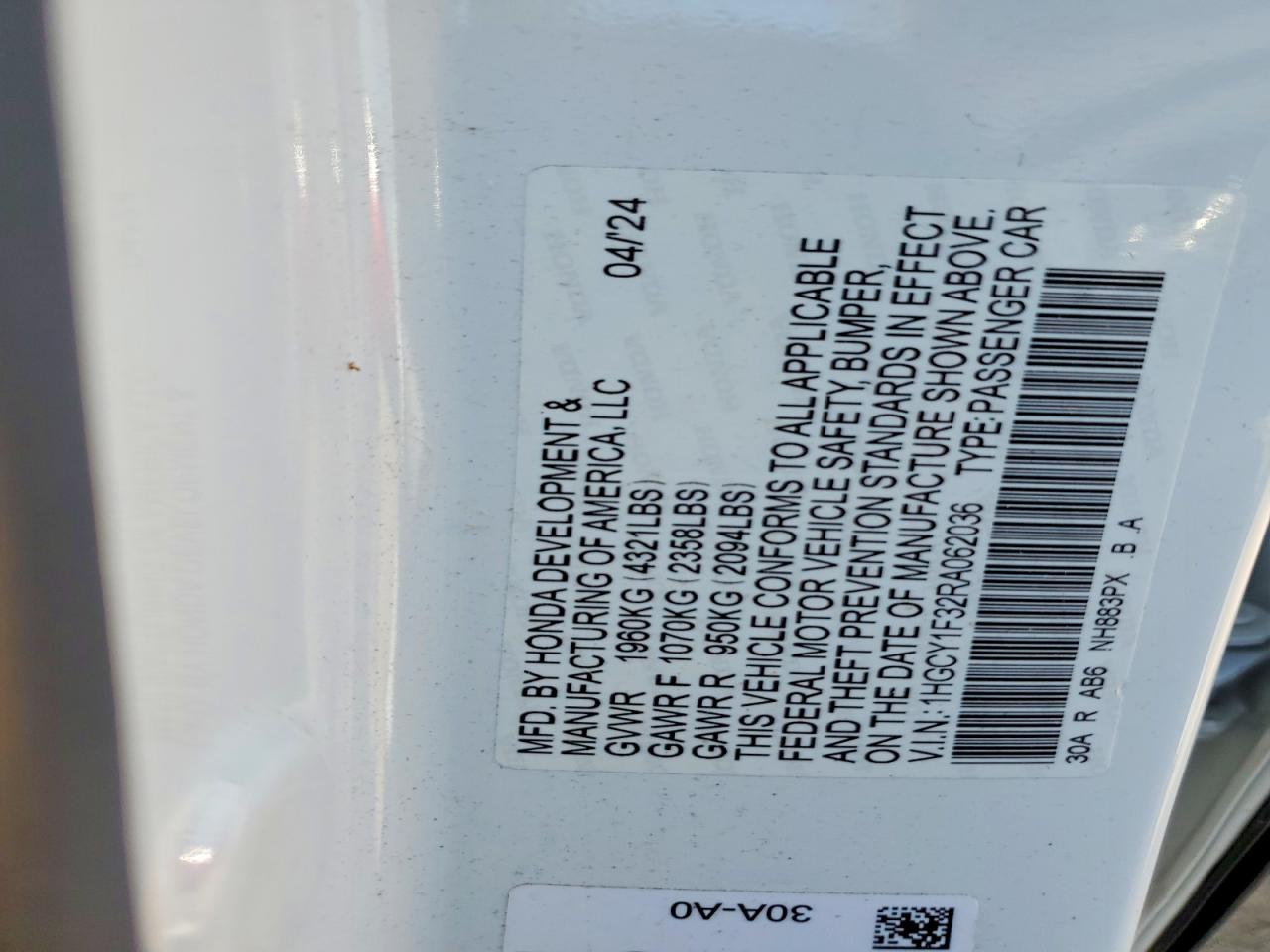 2024 HONDA ACCORD EX photo 13