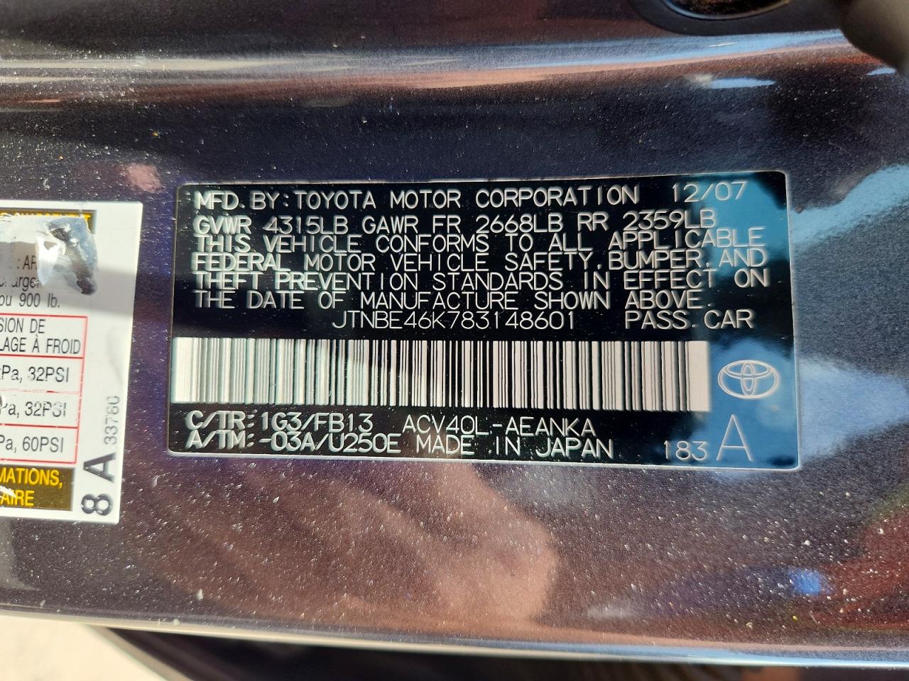 2008 TOYOTA CAMRY BASE photo 23