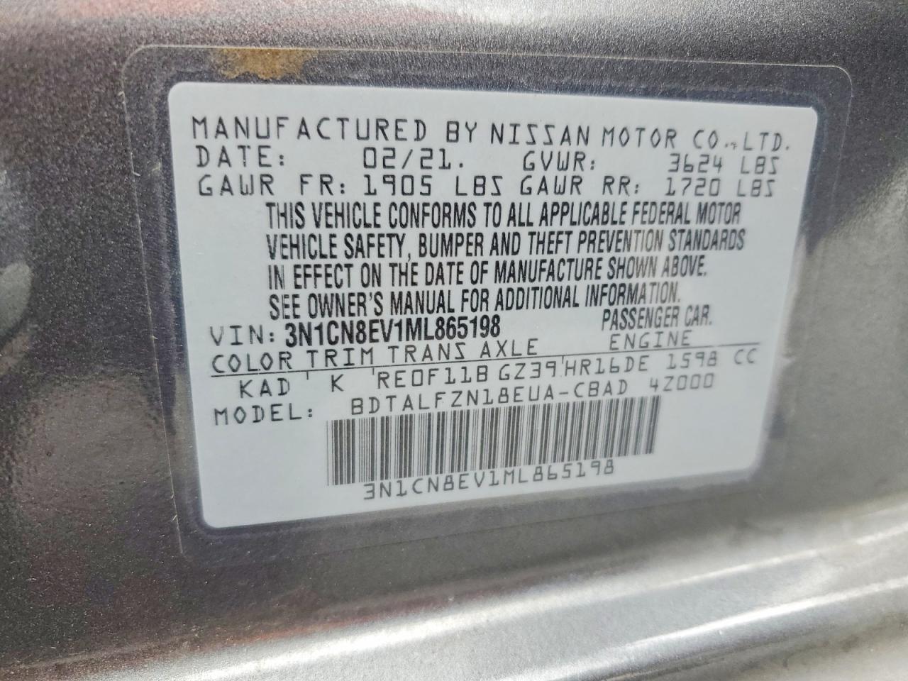 2021 NISSAN VERSA SV photo 34