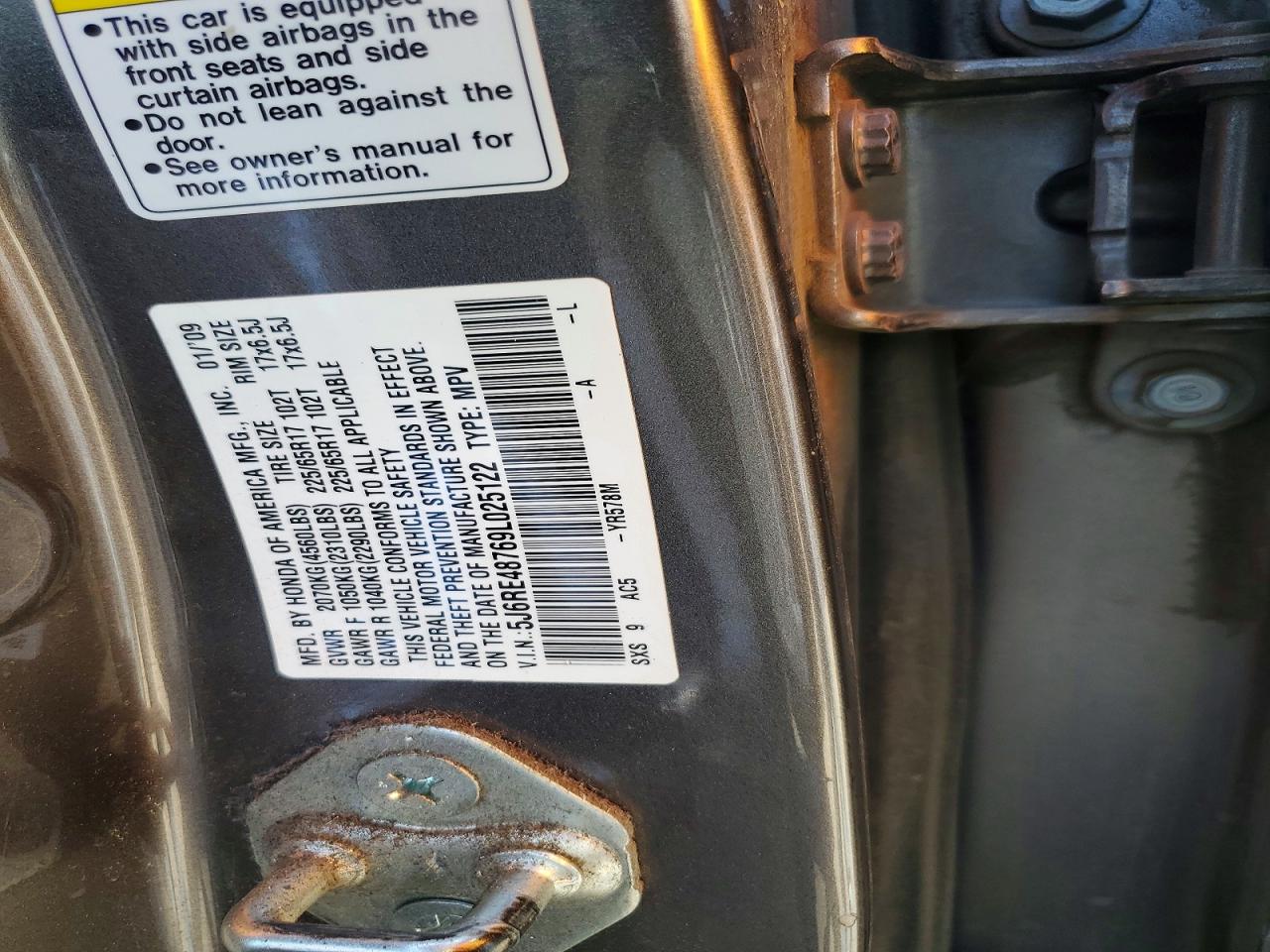 2009 HONDA CR-V EXL photo 12