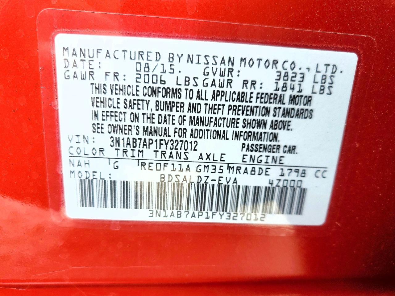 2015 NISSAN SENTRA SV photo 12