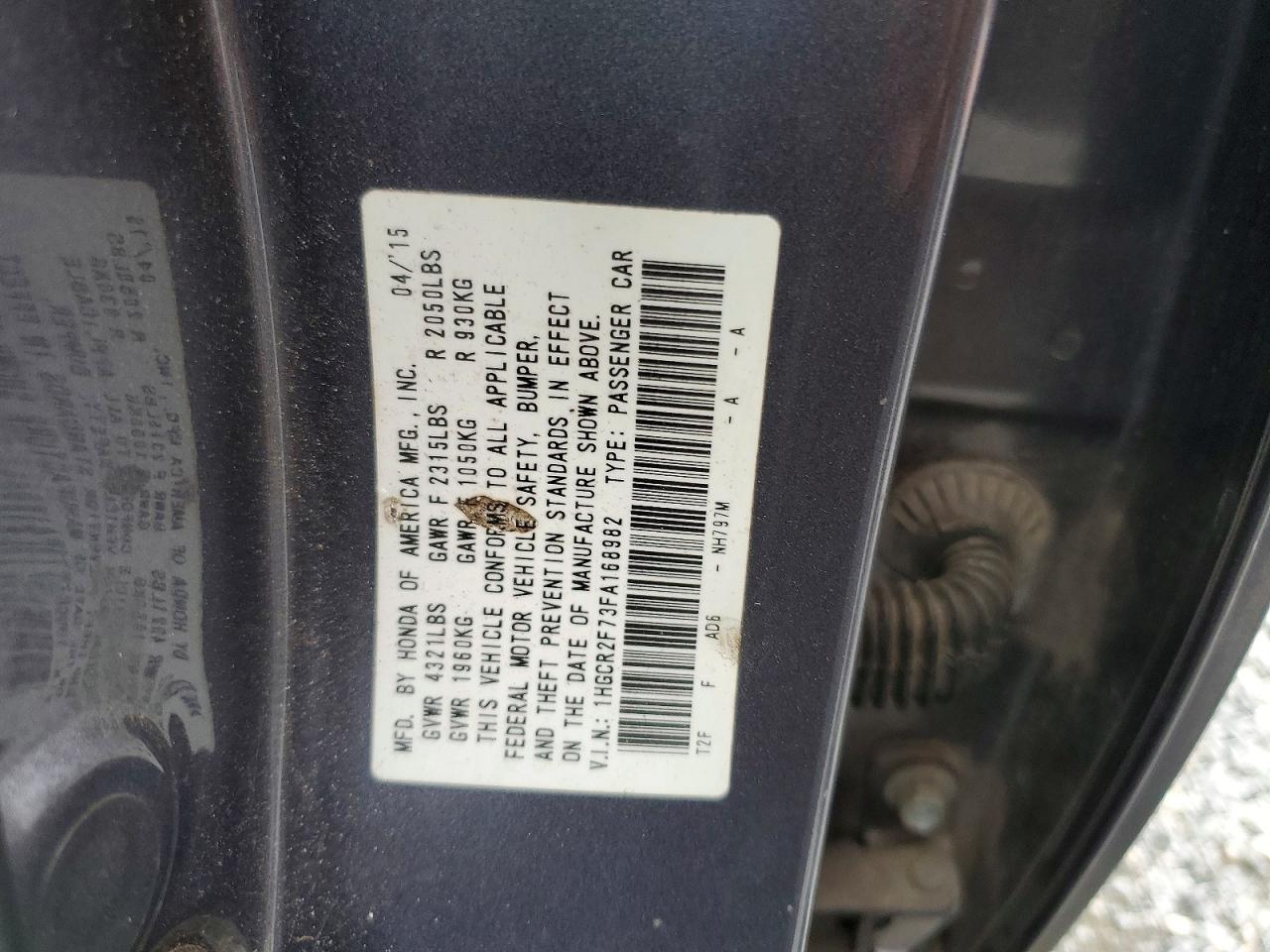 2015 HONDA ACCORD EX photo 13