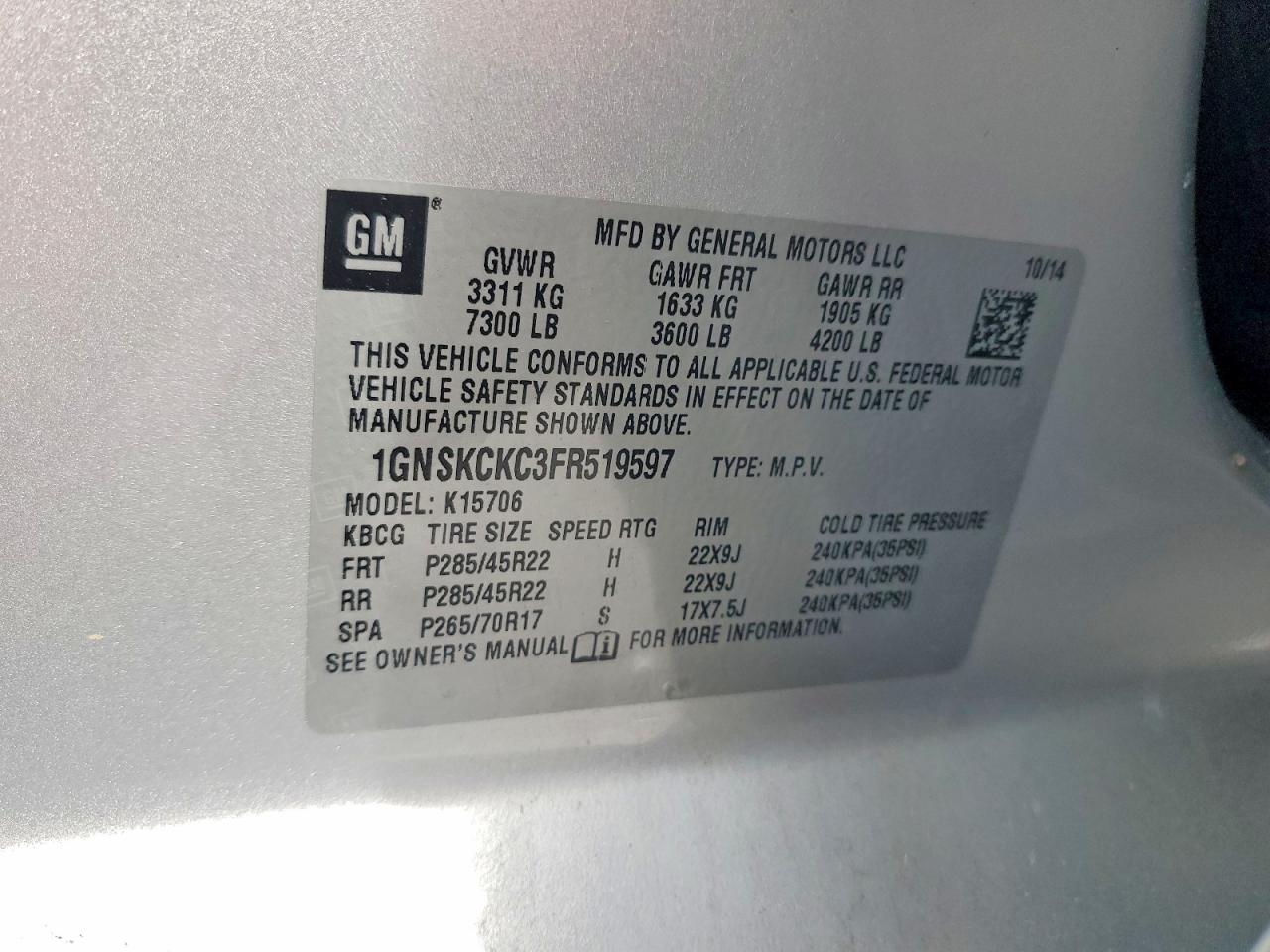 2015 CHEVROLET TAHOE K1500 LTZ photo 27