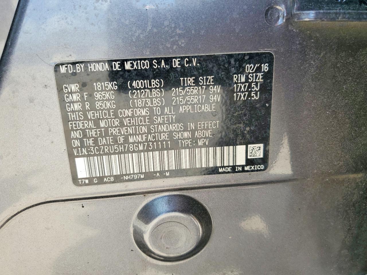 2016 HONDA HR-V EXL photo 25