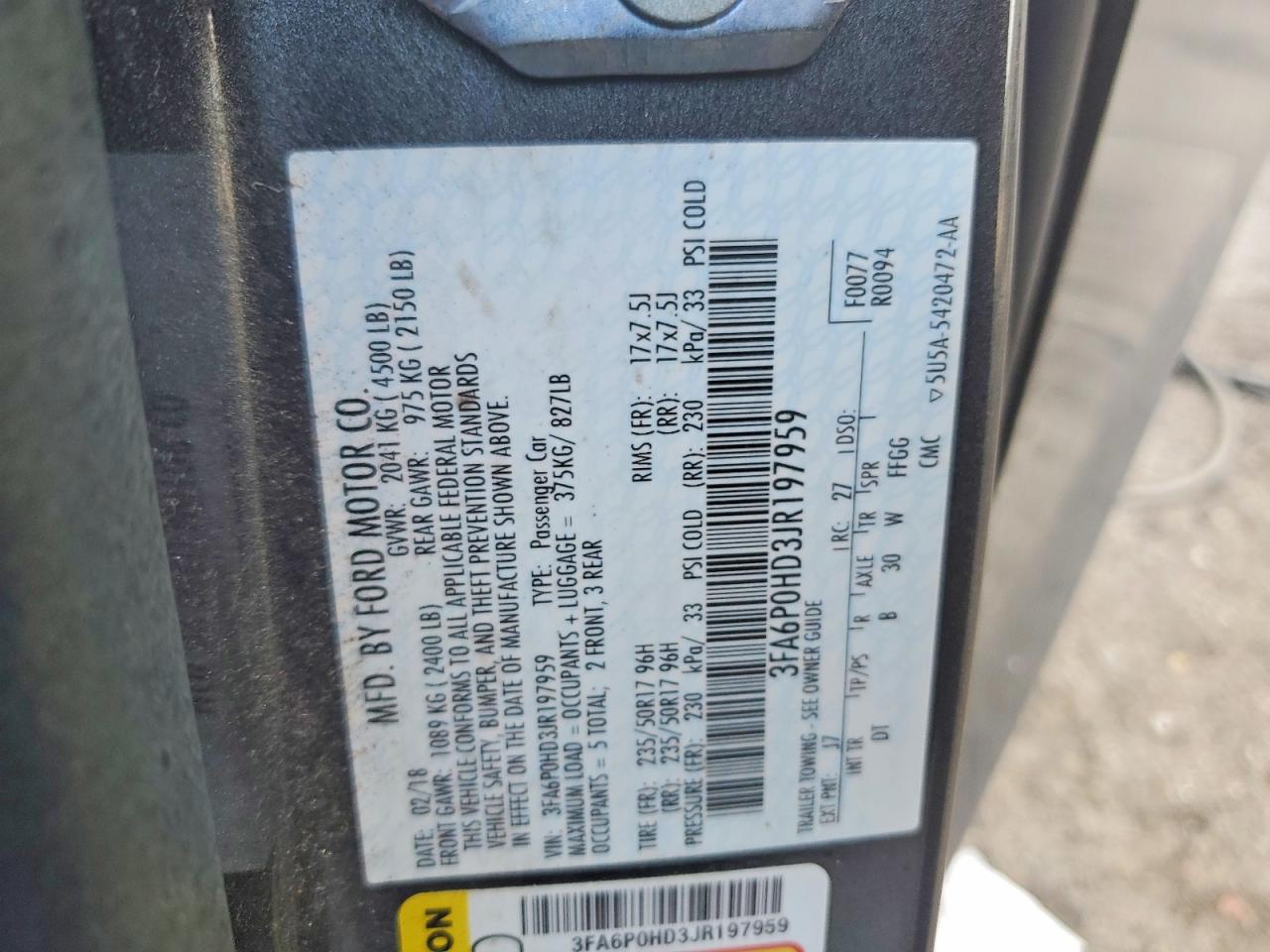 2018 FORD FUSION SE photo 34