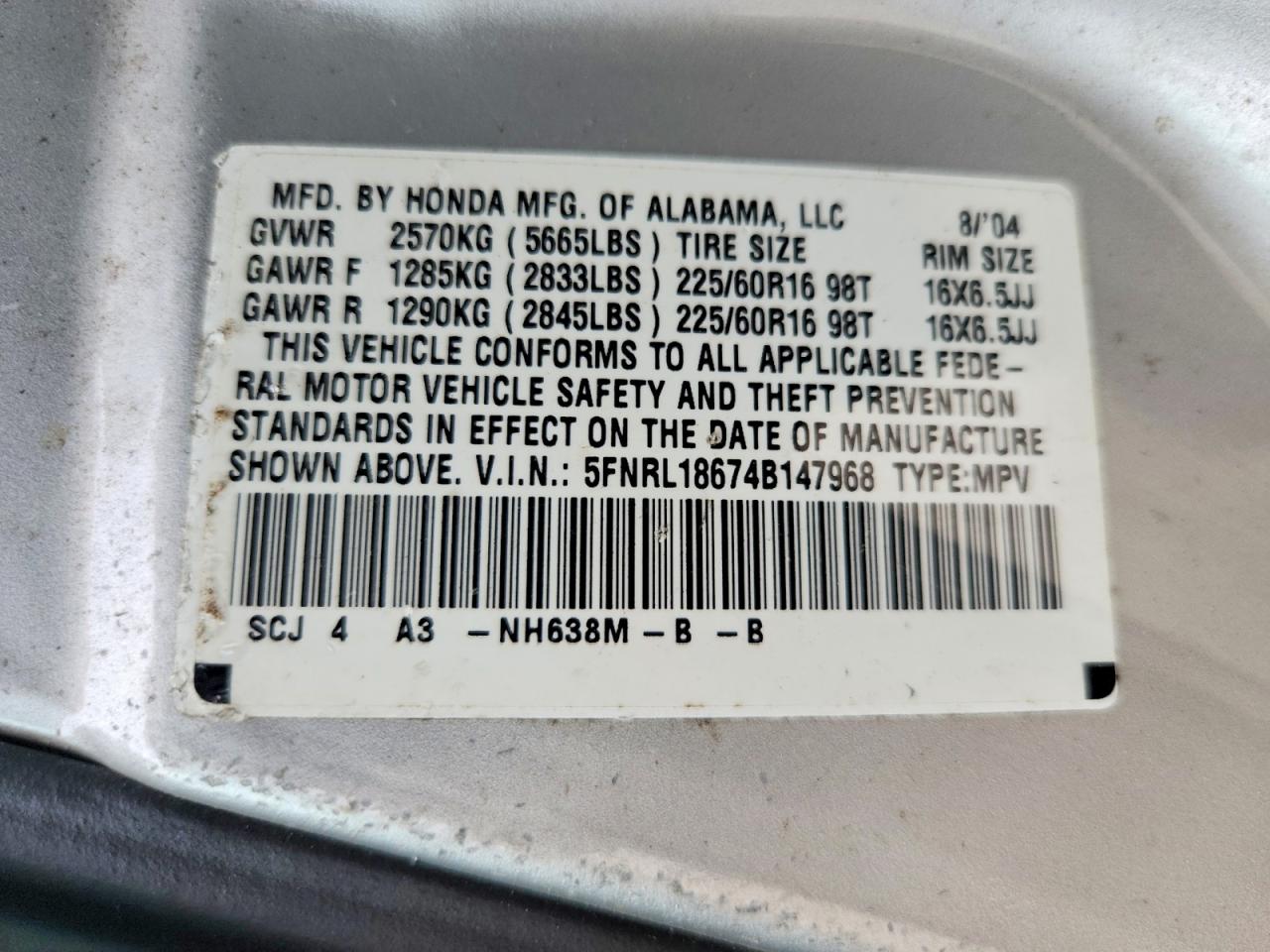 2004 HONDA ODYSSEY EX photo 25