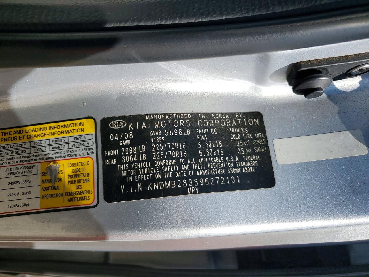 2009 KIA SEDONA LX photo 37