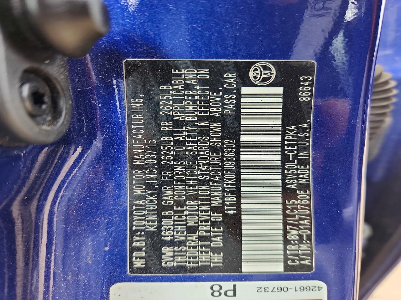 2015 TOYOTA CAMRY XSE photo 12