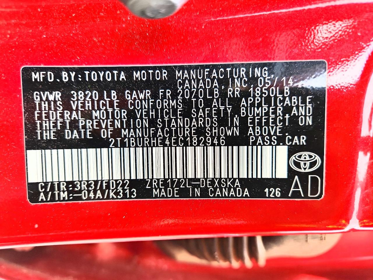 2014 TOYOTA COROLLA S PLUS photo 37