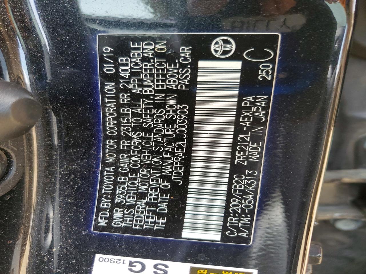 2020 TOYOTA COROLLA LE photo 37