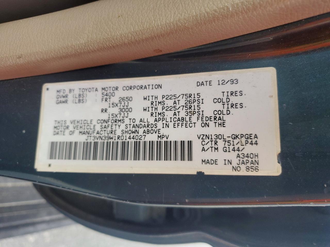 1994 TOYOTA 4RUNNER VN39 SR5 photo 12