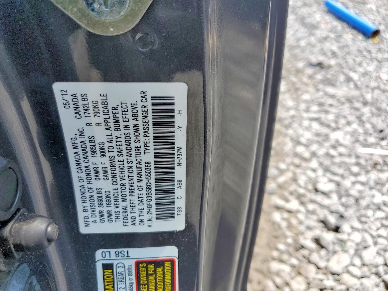 2012 HONDA CIVIC LX photo 12