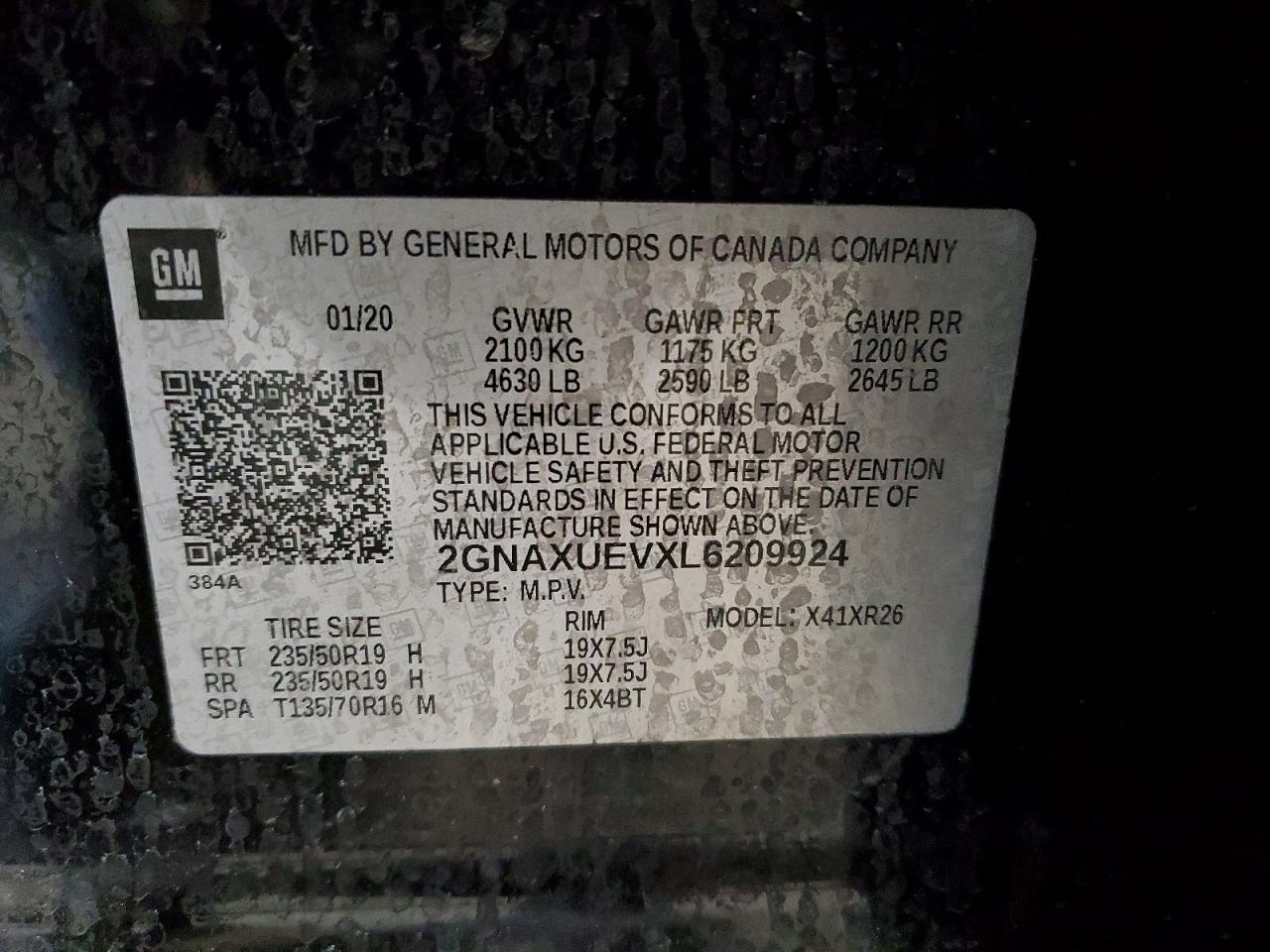 2020 CHEVROLET EQUINOX LT photo 37