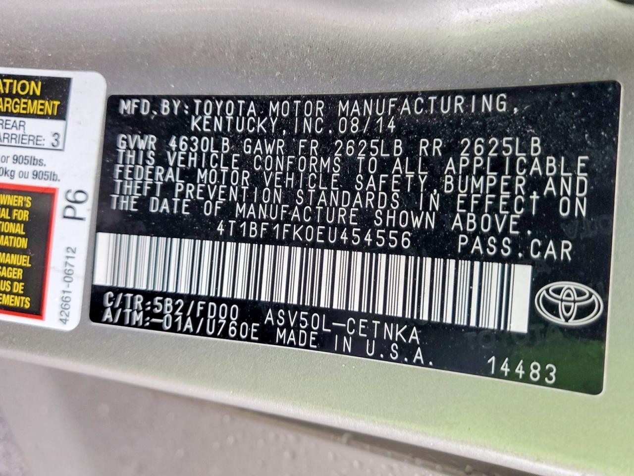 2014 TOYOTA CAMRY LE photo 34