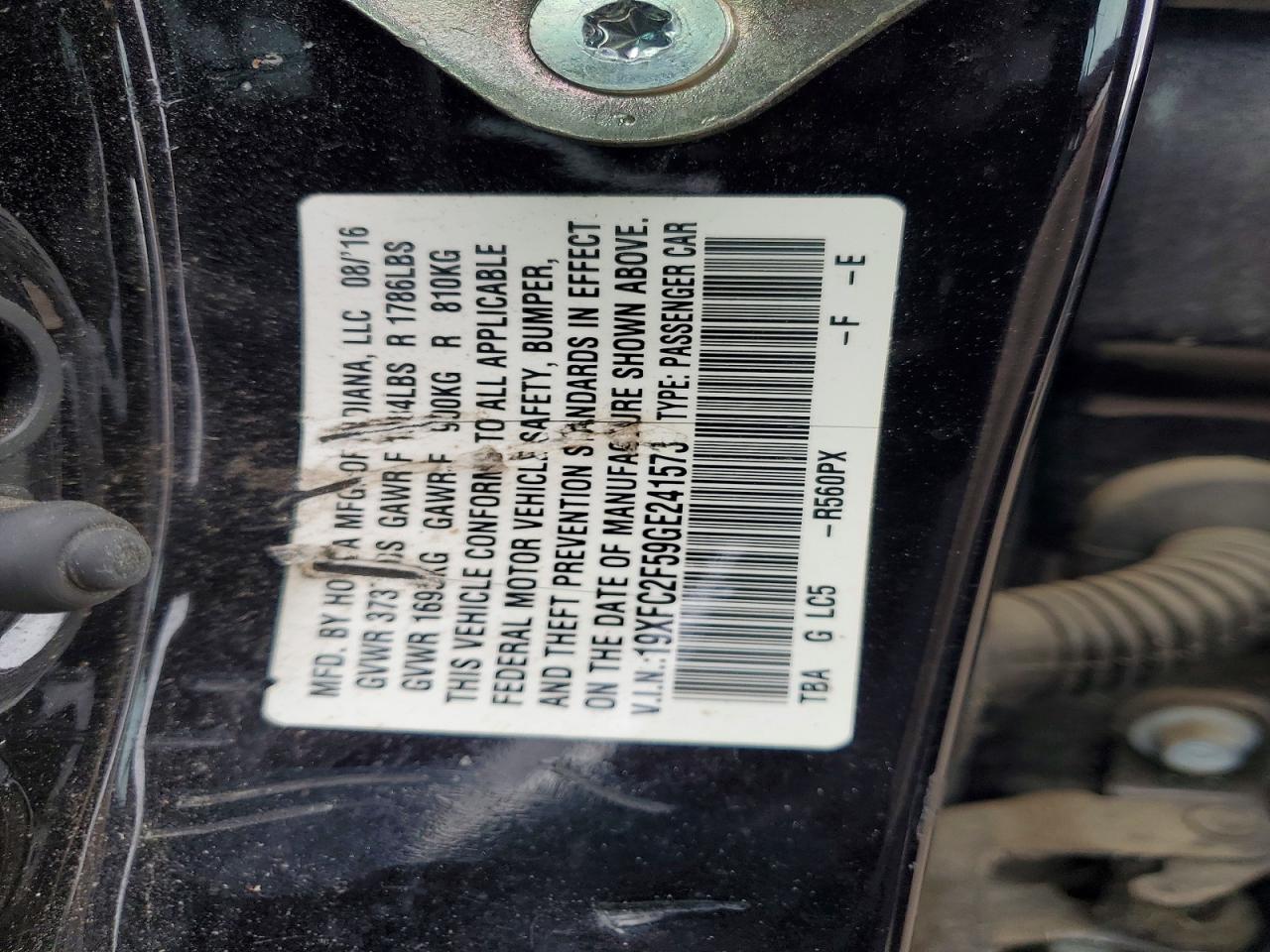 2016 HONDA CIVIC LX photo 12