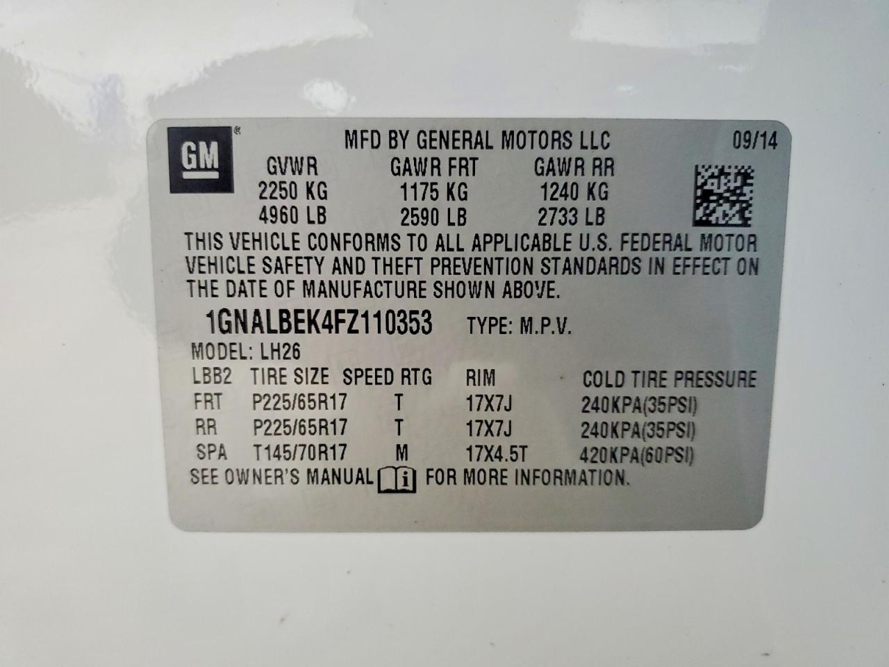 2015 CHEVROLET EQUINOX LT photo 37