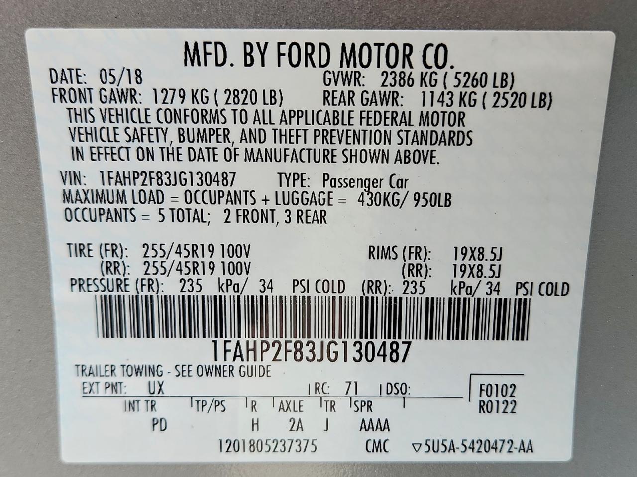 2018 FORD TAURUS LIMITED photo 23